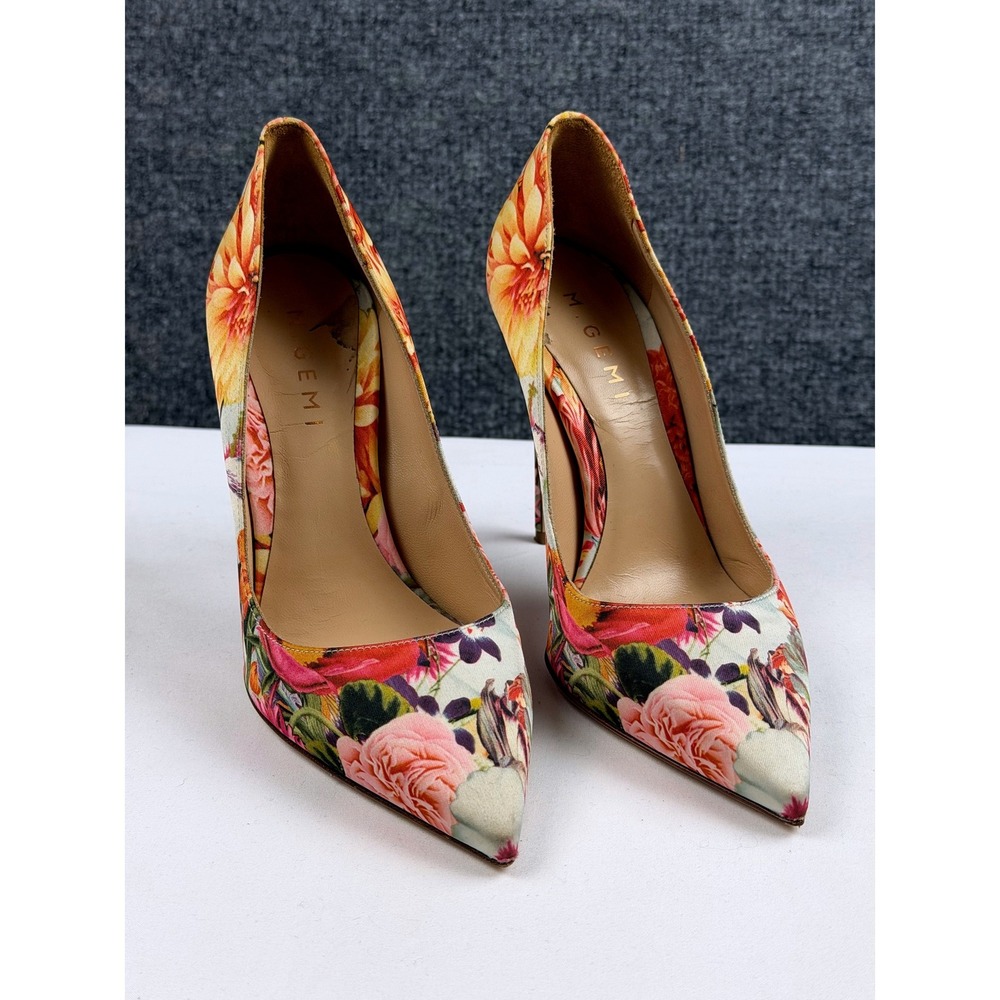 M.Gemi Floral Pointed Toe Pumps Stiletto Heels Italy Sz 36.5 / 6.5 Ret $398 80mm